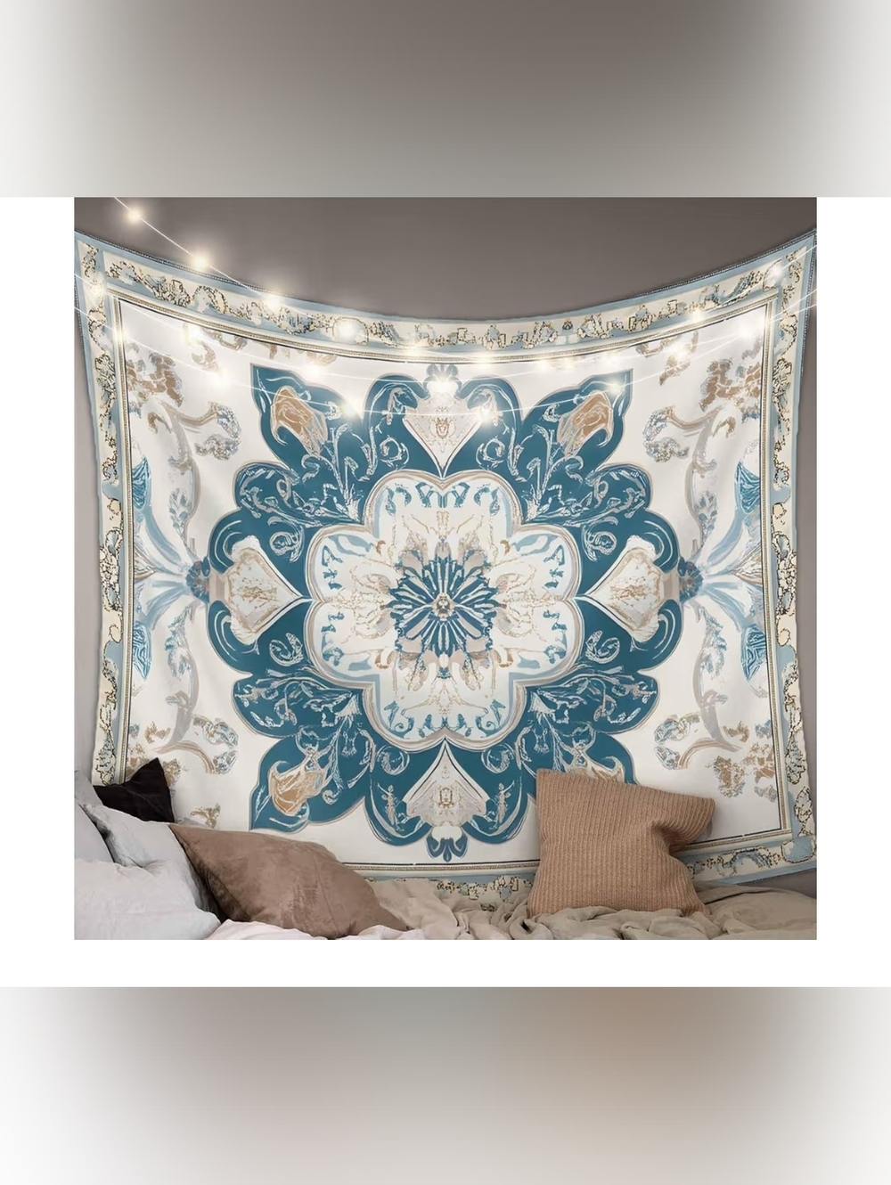 New 59x79 Bohemian Tapestry Retro Wall Art for Living Room Teal Blue Decorative